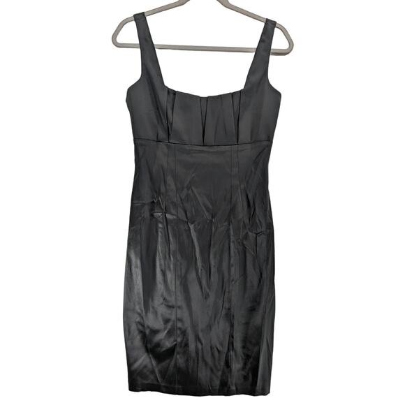 Calvin Klein Pleated XS Satin Dress Black Cocktail Mini Sleeveless Fitted Zipper - Picture 13 of 13